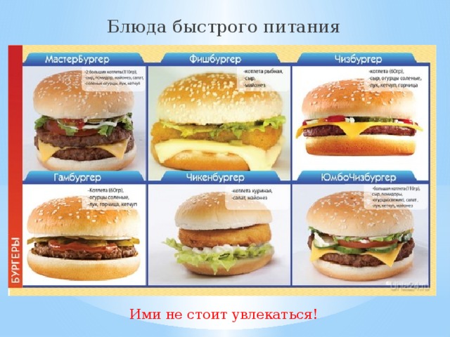 Блюда быстрого питания  Ими не стоит увлекаться! 