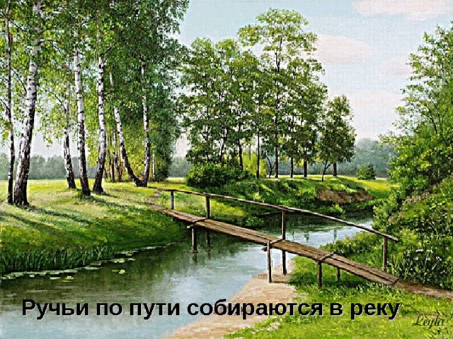Ручьи по пути собираются в реку 
