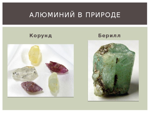 Алюминий в природе Корунд Берилл