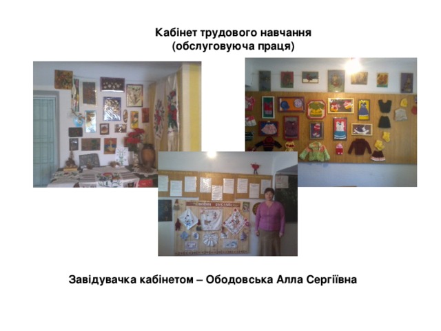 Кабінет трудового навчання (обслуговуюча праця) Завідувачка кабінетом – Ободовська Алла Сергіївна 