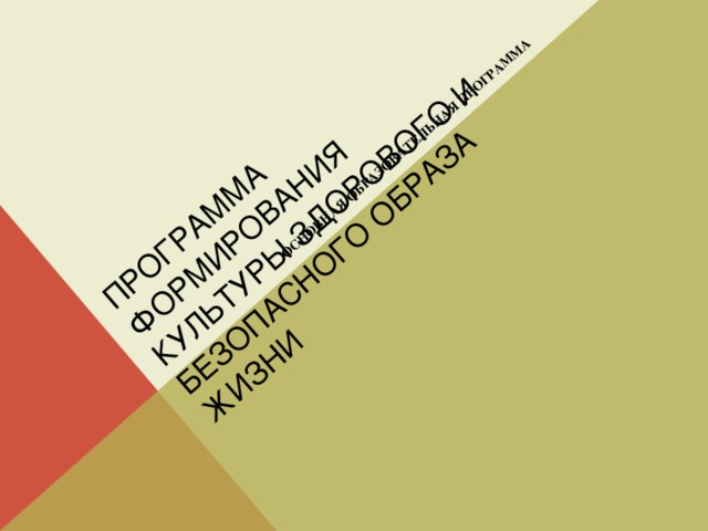 ПРОГРАММА ФОРМИРОВАНИЯ КУЛЬТУРЫ ЗДОРОВОГО И БЕЗОПАСНОГО ОБРАЗА ЖИЗНИ ОСНОВНАЯ ОБРАЗОВАТЕЛЬНАЯ ПРОГРАММА 
