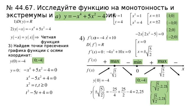 Схема исследования функции на экстремум