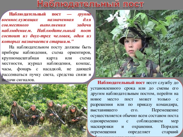Наблюдательный пост план конспект