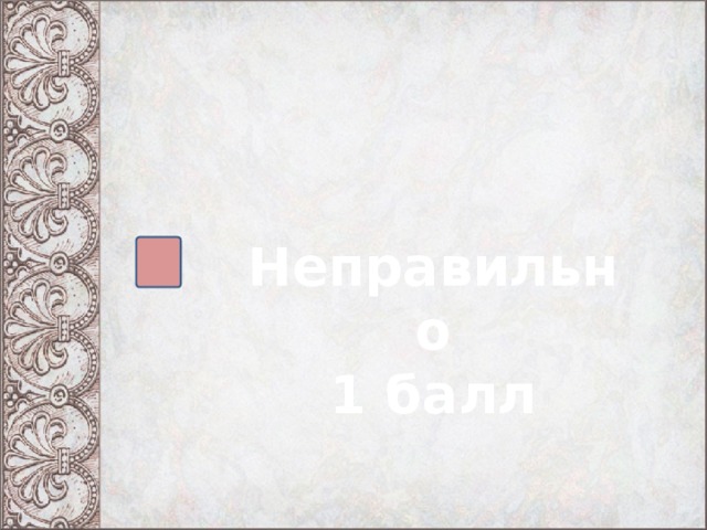 Неправильно 1 балл  