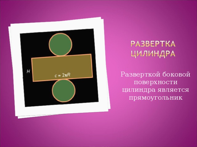 Разверткой боковой поверхности цилиндра является прямоугольник 