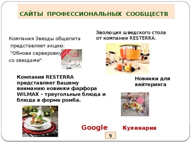 САЙТЫ ПРОФЕССИОНАЛЬНЫХ СООБЩЕСТВ Компания Звезды общепита  представляет акцию:  
