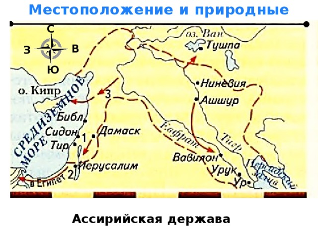 Местоположение и природные условия С В З Ю Ассирийская держава 