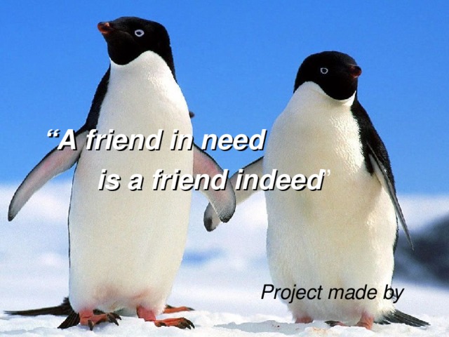    “ A friend in need  is a friend indeed ”  Project made by  Hjmhk,m 