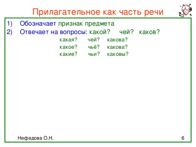 Технологическая карта имя прилагательное как часть речи 2 класс