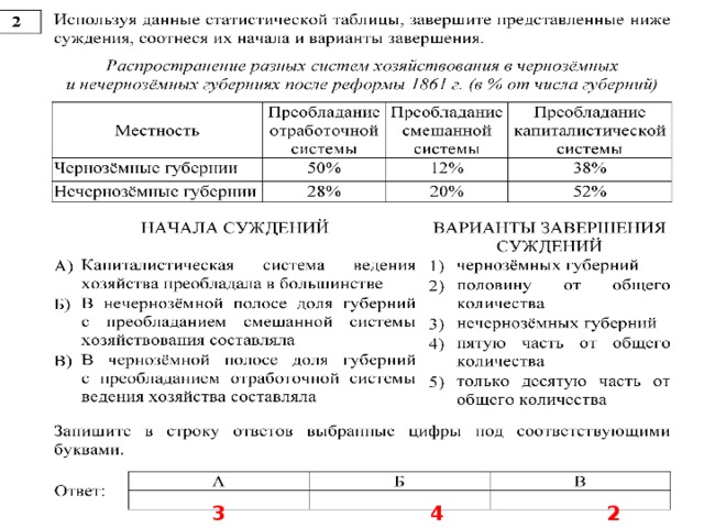 Используя данные таблицы завершите представленные ниже суждения