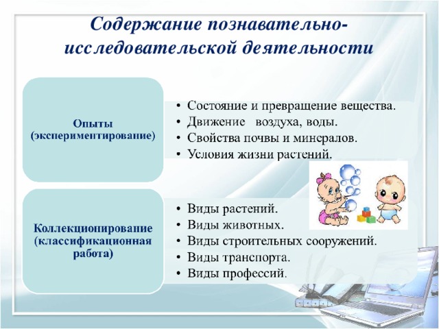 Содержание познавательно-исследовательской деятельности   