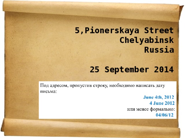 5,Pionerskaya Street Chelyabinsk Russia  25 September 2014  