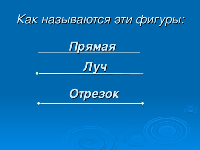 Как называются эти фигуры: Прямая Луч Отрезок