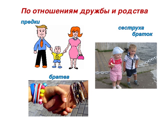 По отношениям дружбы и родства