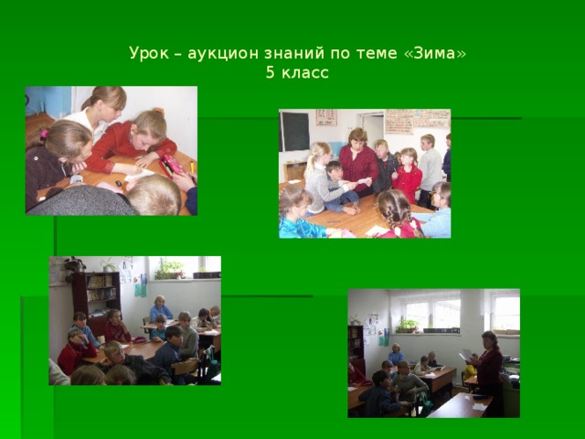 Урок – аукцион знаний по теме «Зима»  5 класс 