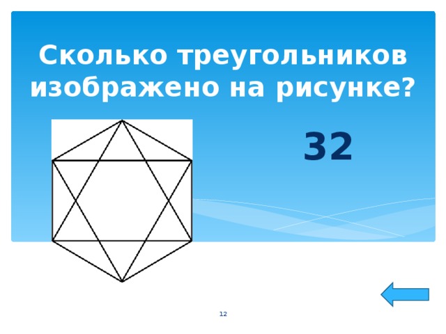 Сколько треугольников изображено на рисунке? 32  