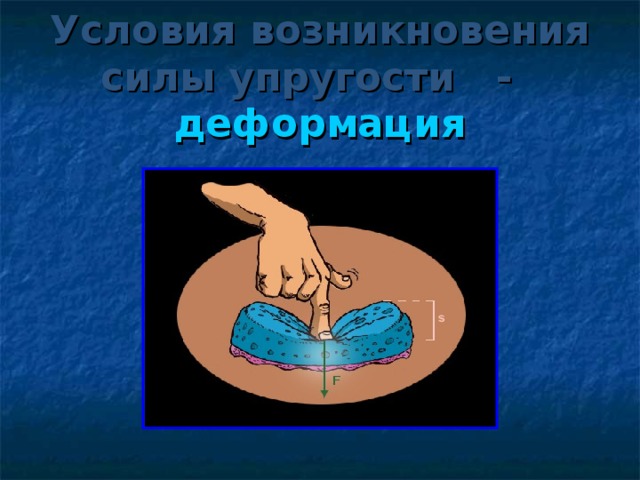 Условия возникновения силы упругости -  деформация 