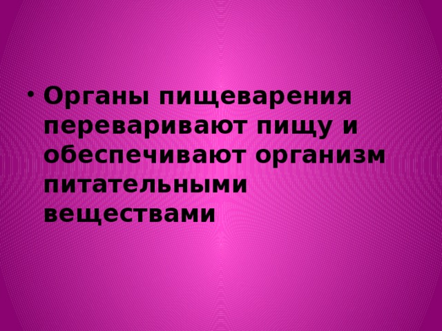 Органы пищеварения переваривают пищу и обеспечивают организм питательными веществами 