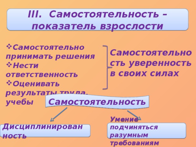 Презентация самостоятельность показатель взрослости