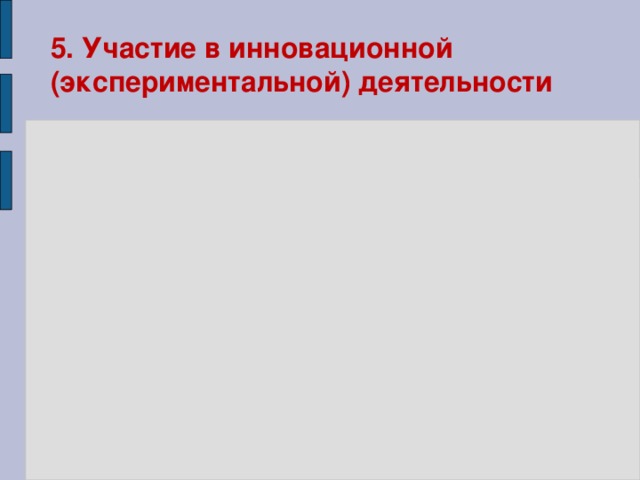 5. Участие в инновационной (экспериментальной) деятельности 