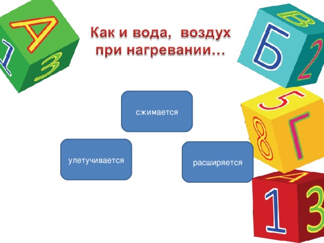 сжимается улетучивается расширяется