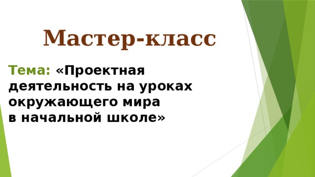 Мастер-класс Тема: «Проектная деятельность на уроках окружающего мира в начальной школе»
