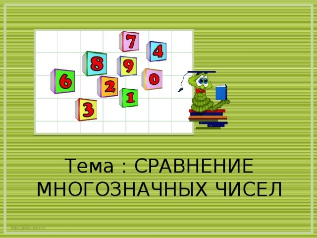 Тема : СРАВНЕНИЕ МНОГОЗНАЧНЫХ ЧИСЕЛ http://aida.ucoz.ru