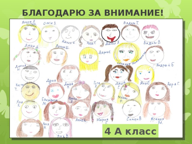 БЛАГОДАРЮ ЗА ВНИМАНИЕ! 4 А класс Склярова Н.А. Авторская воспитательная программа 