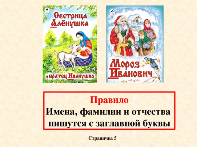 Правило Имена, фамилии и отчества пишутся с заглавной буквы Страничка 5