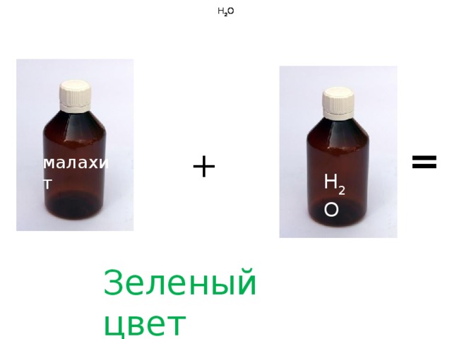 H 2 O H 2 O H 2 O H 2 O = + малахит H 2 O Зеленый цвет 