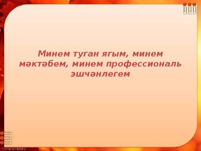 Минем туган ягым, минем мәктәбем, минем профессиональ эшчәнлегем 