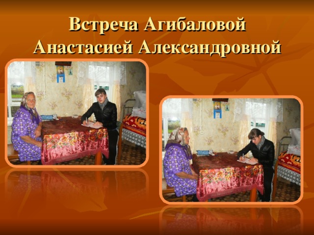 Встреча Агибаловой Анастасией Александровной