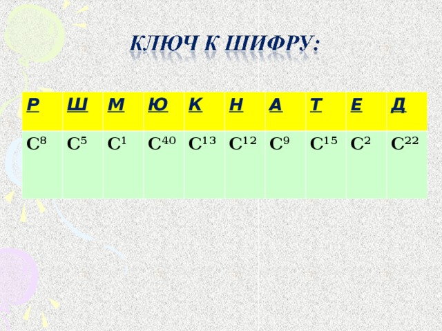 Р Ш С 8 С 5  М Ю С 1  С 40  К Н С 13  С 12  А С 9  Т С 15  Е Д С 2  С 22