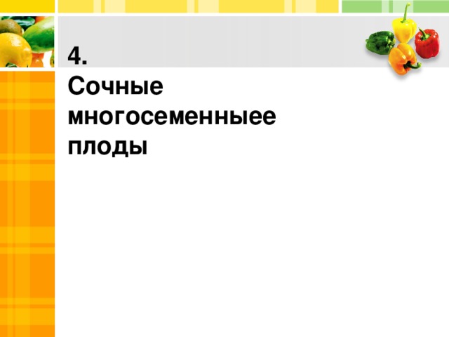 4.  Сочные многосеменныее  плоды 