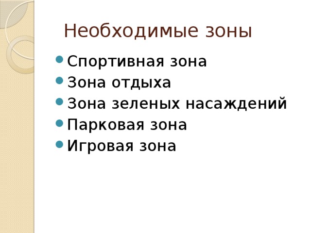 Необходимые зоны