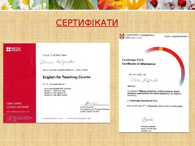 Сертифікати 