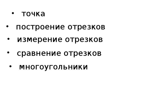 точка построение отрезков измерение отрезков сравнение отрезков многоугольники