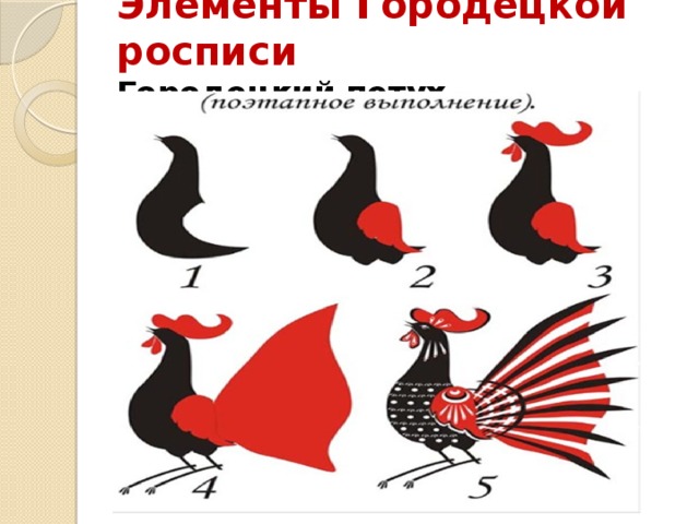 Элементы Городецкой росписи  Городецкий петух 