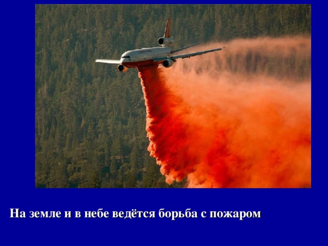На земле и в небе ведётся борьба с пожаром 