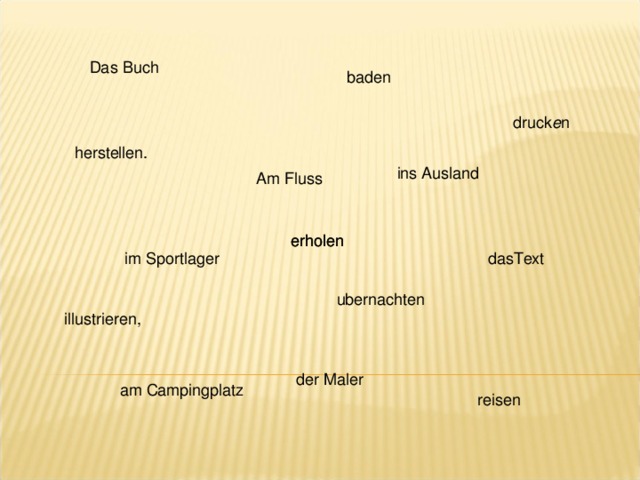 Das Buch baden  druck e n herstellen. ins Ausland  Am Fluss erholen erholen dasText im Sportlager ubernachten  illustrieren, der Maler am Campingplatz reisen