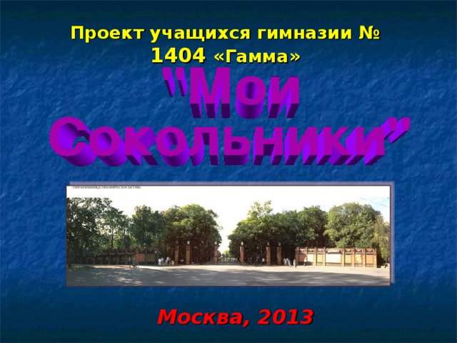 Проект учащихся гимназии № 1404 «Гамма»  Москва, 20 1 3 