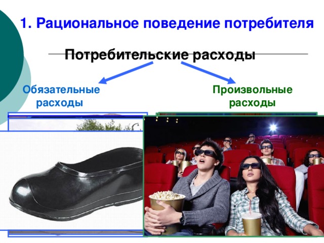 1. Рациональное поведение потребителя Потребительские расходы Обязательные расходы Произвольные расходы 