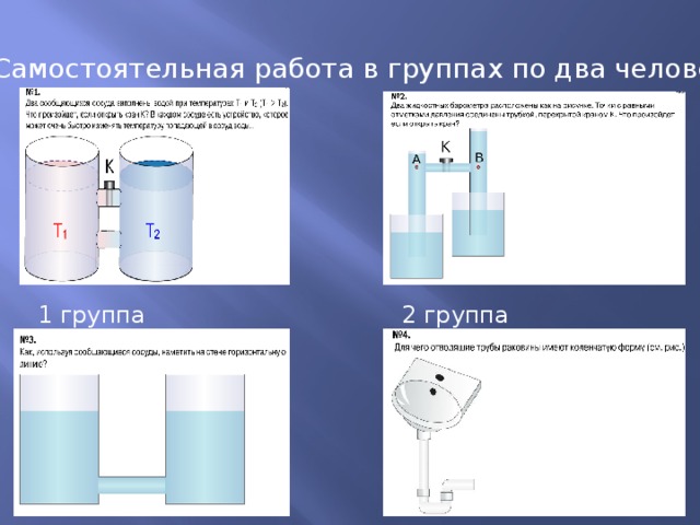 Самостоятельная работа в группах по два человека 1 группа 2 группа