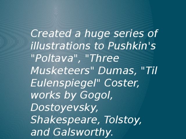 Created a huge series of illustrations to Pushkin's 