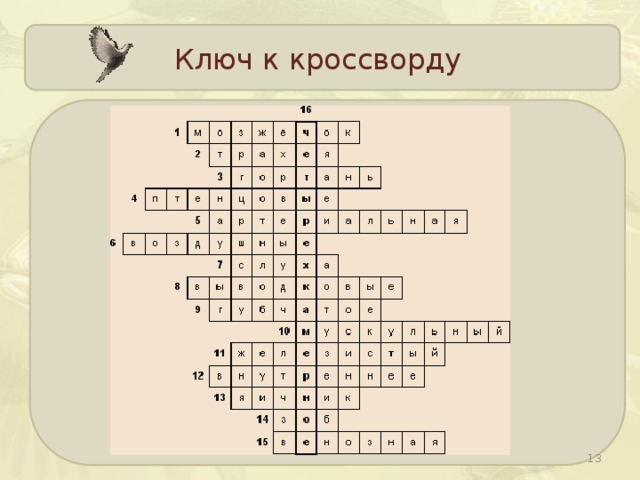 Ключ к кроссворду  