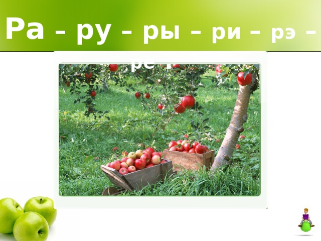 Ра – ру – ры – ри – рэ – ре . 