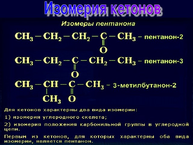 Виды изомерии кетонов