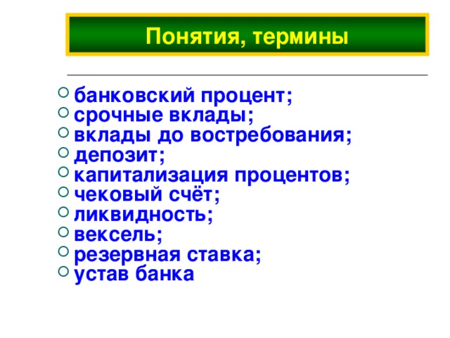 Виды банковских вкладов презентация