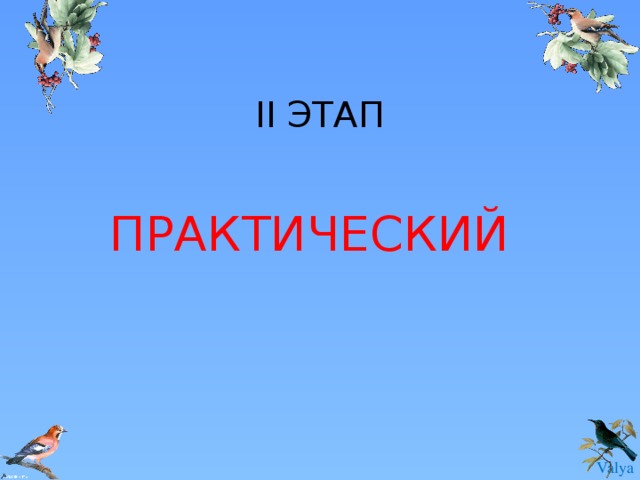 II ЭТАП ПРАКТИЧЕСКИЙ 