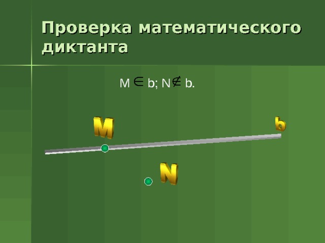 Проверка математического диктанта М b; N b. 